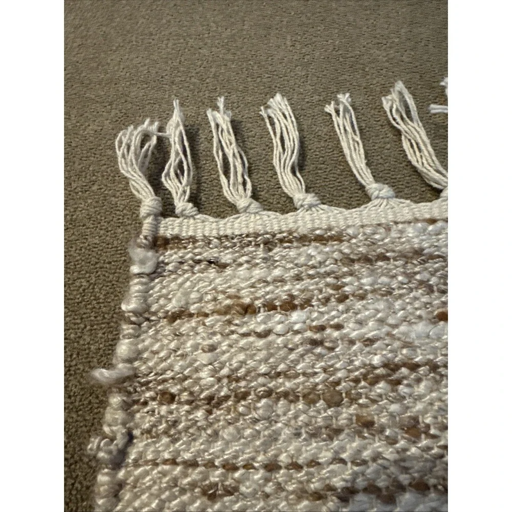 Vintage Handwoven Twill Woven Textile Rug Mexican Design 31.5